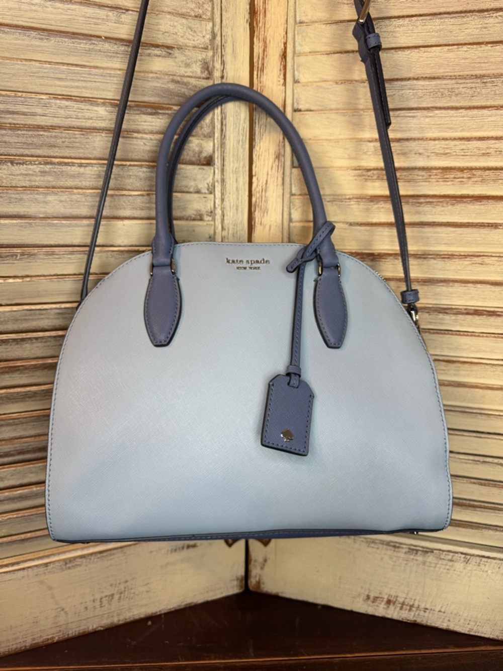 Kate Spade Payton Medium Dome Satchel Blue Glow Saffiano
